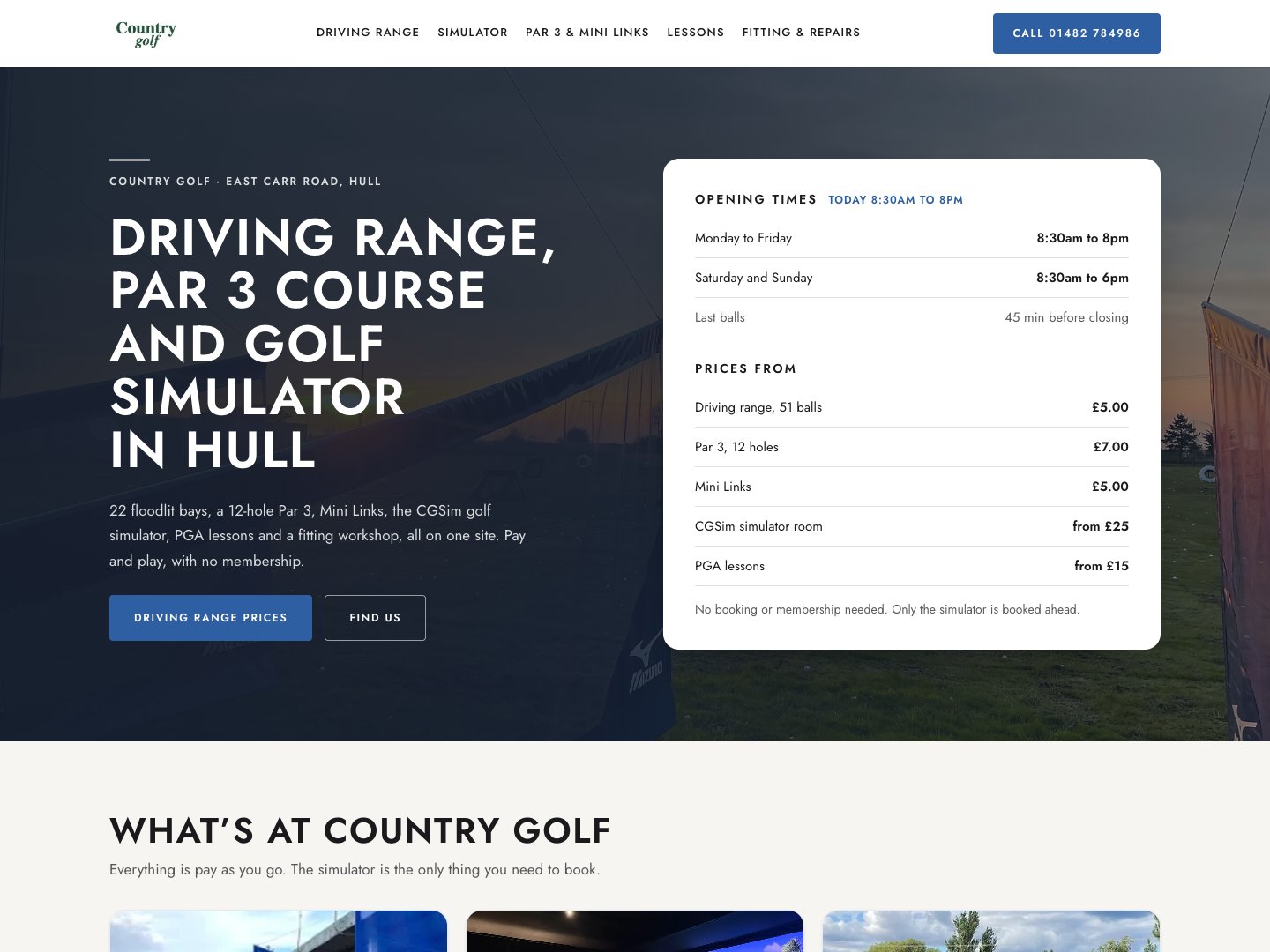 Country Golf Hull website
