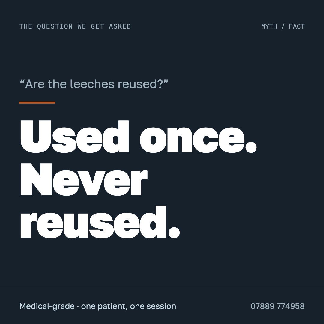 “Are the leeches reused?” — used once, never reused.